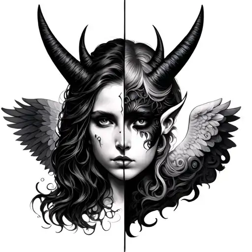 Half Angel And Devil Face Morphing