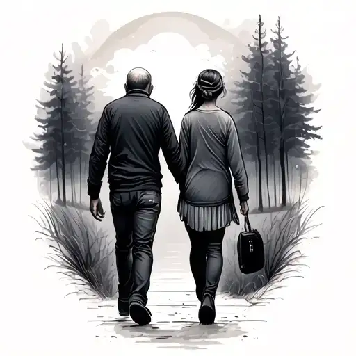 Dad And Daughter Walking