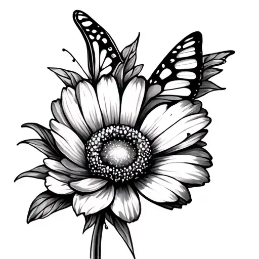 Butterfly And Marigold Flower