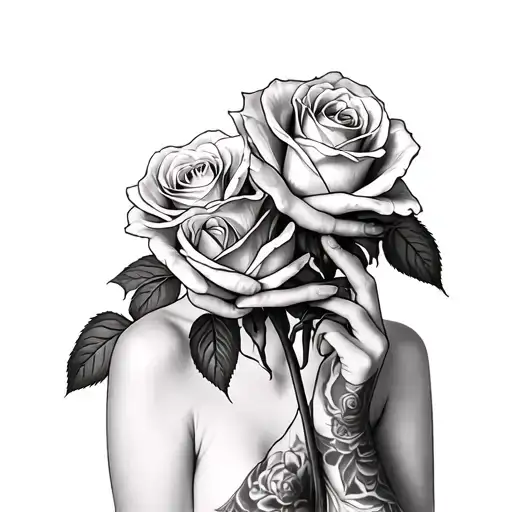 Nude Girl Holding Roses
