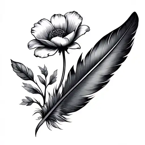 Feather Simple Bracelet With Flower