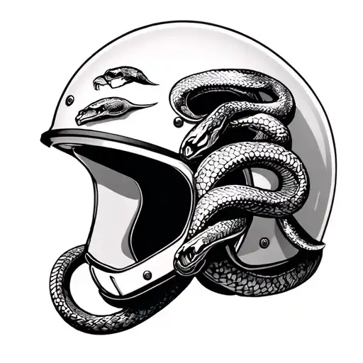 Biker Helmet With Snakes Intertwined