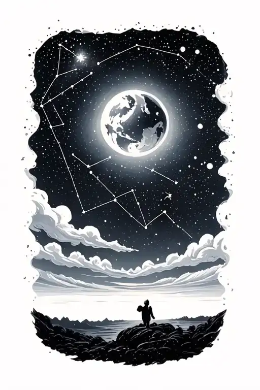 Starry Night Sky With Constellations