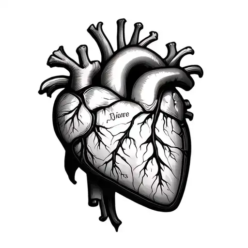 Heart With Four Chambers And Each Have A Name Written