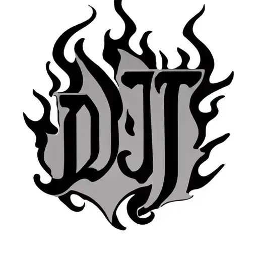 Tattoo With The Name Dj In It With Flames