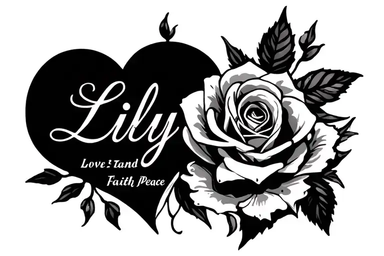 Fathers Tattoo For Daughters Named Lilly And Rose Intricate And Artistic Include Love Faith Peace