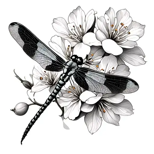 Dragonfly On Cherry Blossom