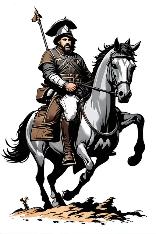 Castle And Soldier Riding