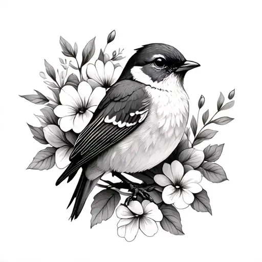 Robin Bird And Flowers 12 September Birth Flower