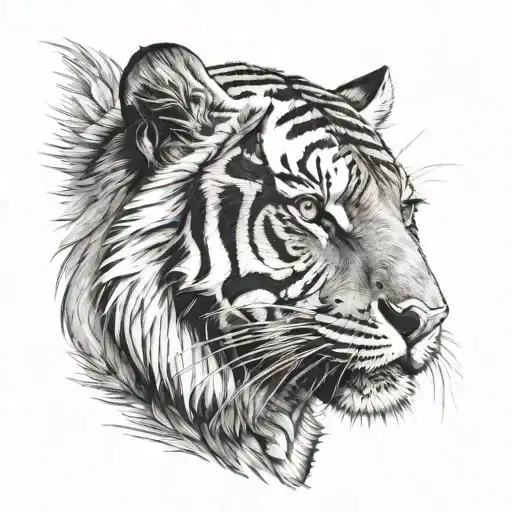 Realistic Tiger Side Profile