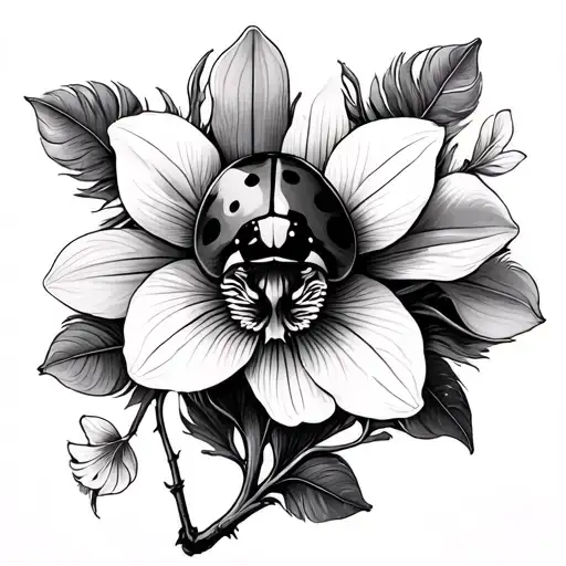 Ladybug Orchid Cherry Tree Feathers