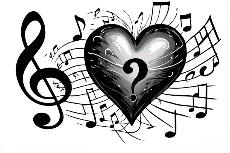 Semicolon In Heart Surrounded By Music Notes Floating