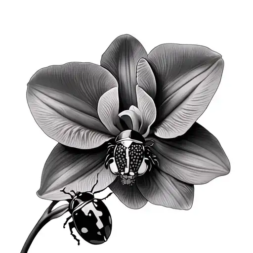 Ladybug Positioned On An Orchid