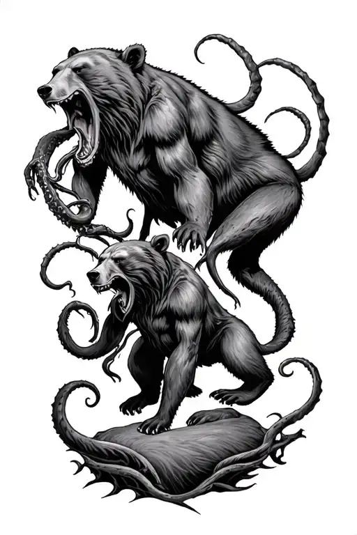 Cthulhu Fighting Grizzly Bear