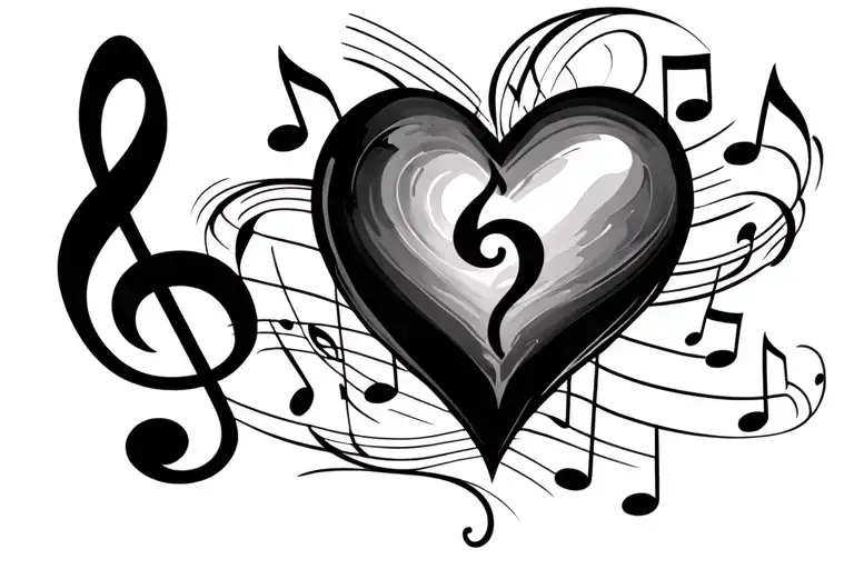 More Obvious Semicolon In Heart Surrounded By Abstract Music Notes