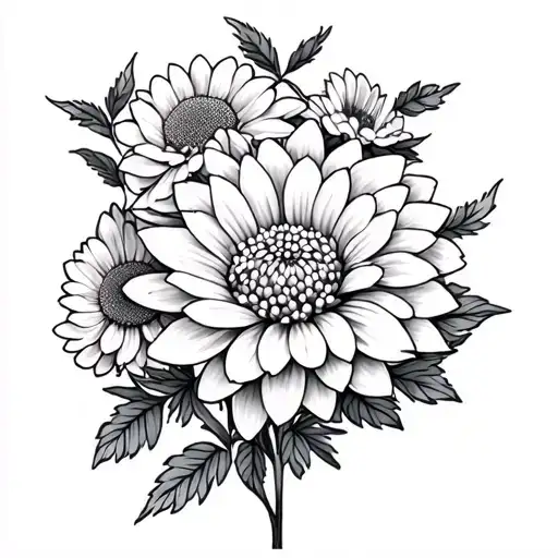 Chrysanthemum And Honeysuckle And Cosmo Flowers