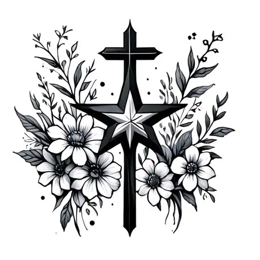 Cross Stars Flowers Growing