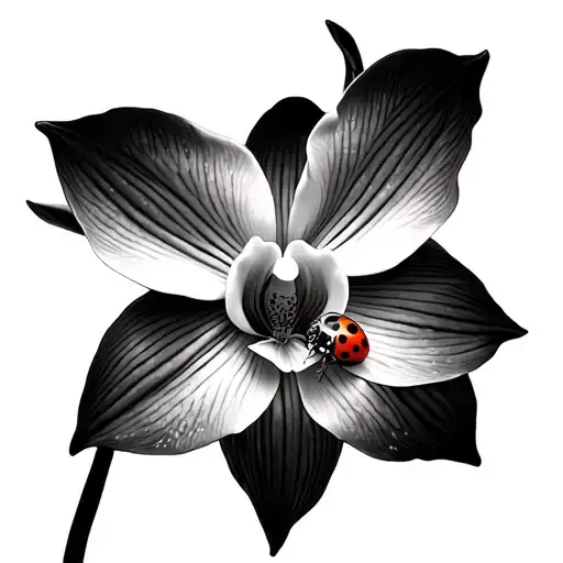 Whole Orchid With Ladybug On Flower