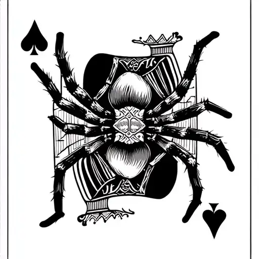 A King Of Spades Card With A Spider On Top