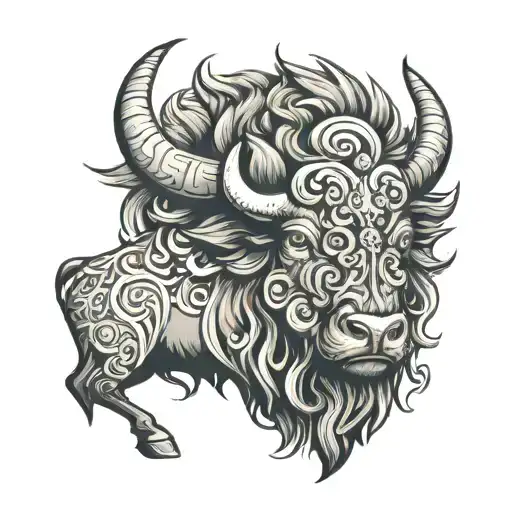 Scrollwork Bison
