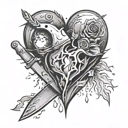 Knife Going Into Broken Heart
