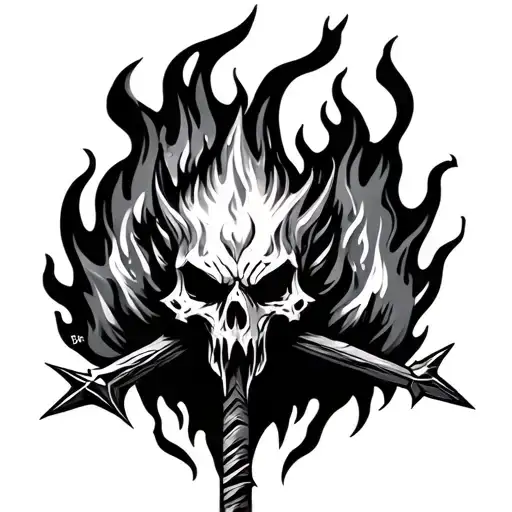 Spiked Arrow With Flaming Head