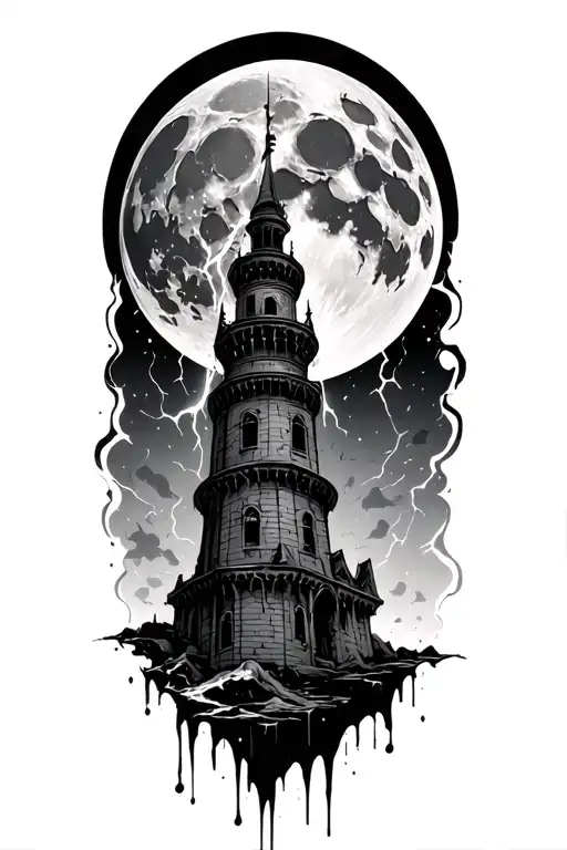 Cracked Tower Lighting Blood Moon