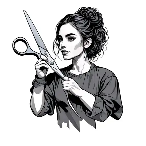 Hairstylist Holding Scissors