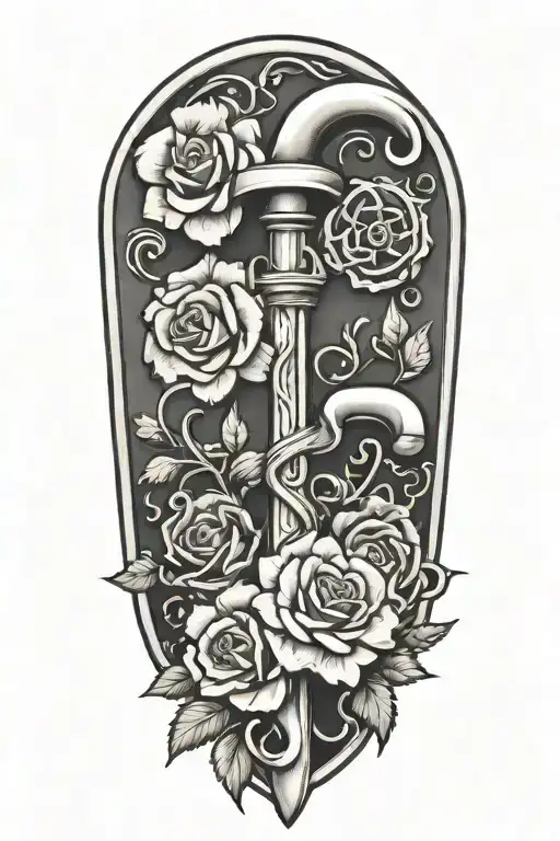 Plumbing Wrench With Roses And Clovers