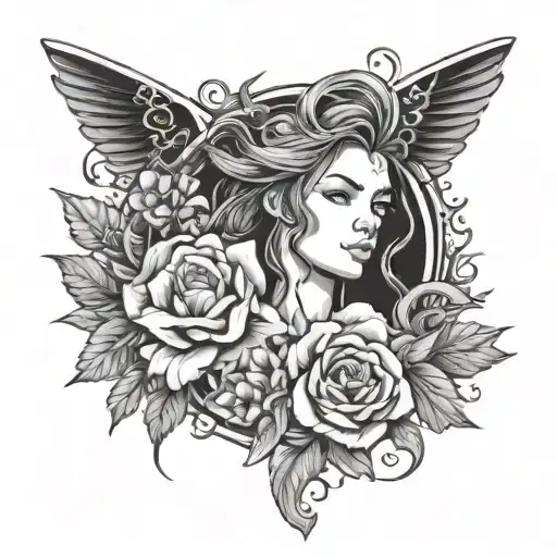 Broken Sword Surrounded By Flowers Blooming