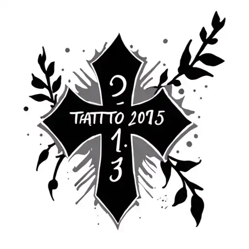 3 Cross With Birthdate Incorporated Into The Design