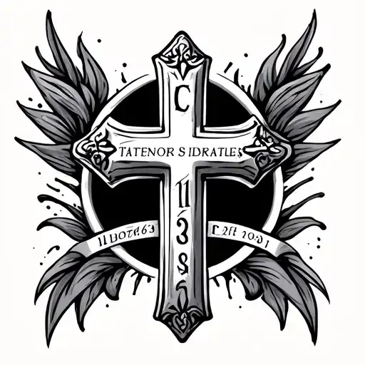 Three Cross With Birthdate Incorporated Into The Design