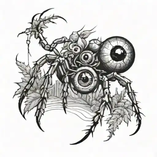 Spider With Body As An Eyeball And Treetops At The Bottom