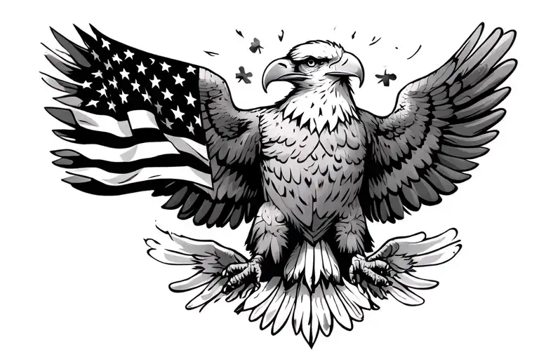Eagle Holding American And Irish Flag Waving