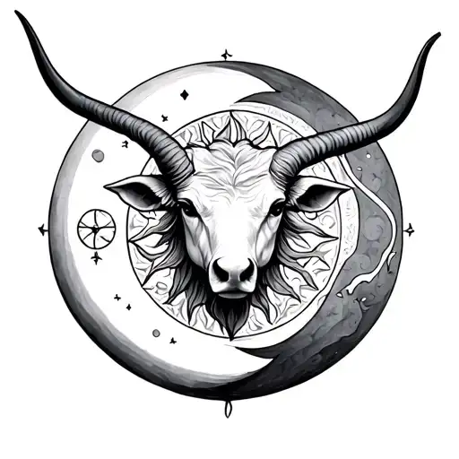 Taurus Cancer Interwined With Sun And Moon Surrounded