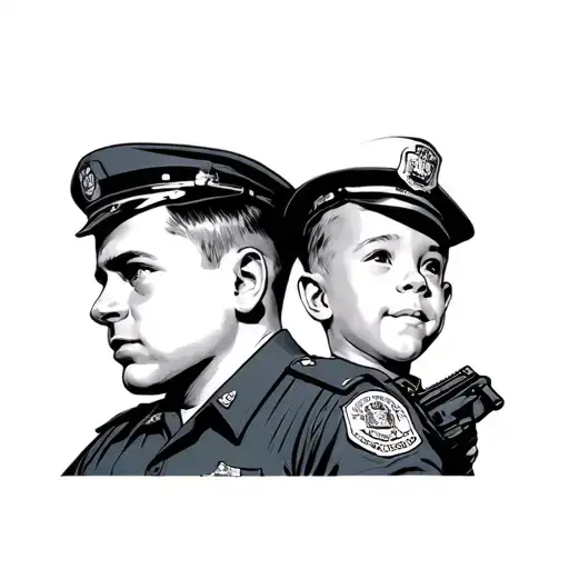 Son Looking Up To Father Both Are Cops