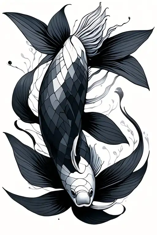 Minimalistic Geometric Koi Fish