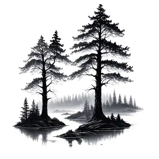 Dark Forest Landscape Filled