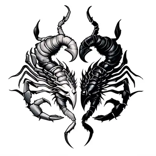 Scorpio And Aries Intertwined Within Each Other Half