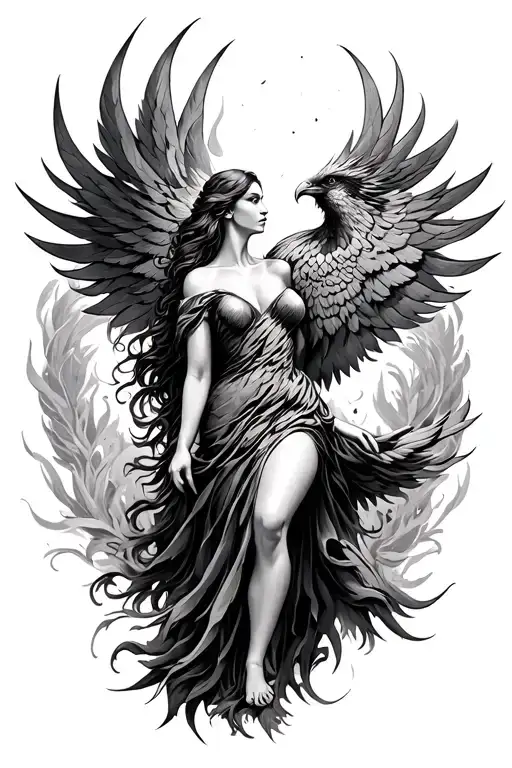 Phoenix Emerging From Standing Lady
