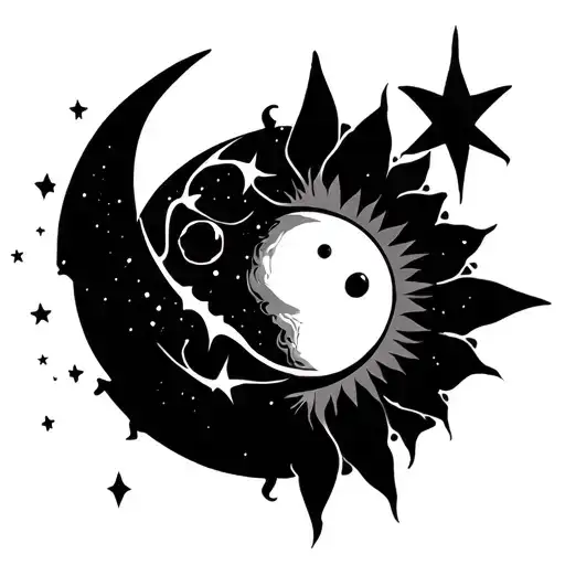 Geomertrical Moon Star Sun