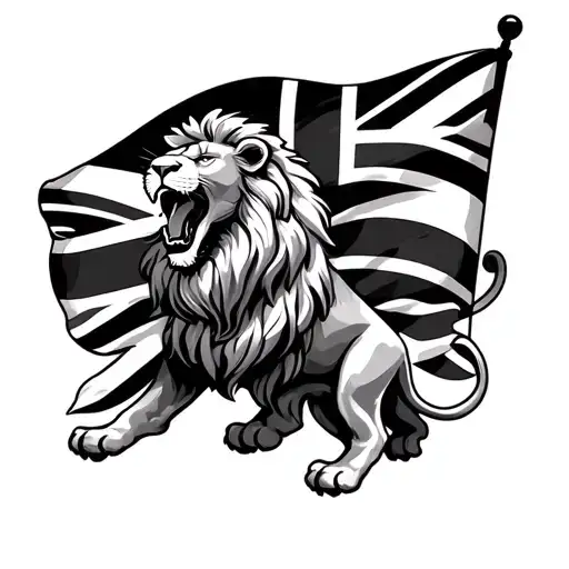 Lions Roar With A Union Jack And St George Flag