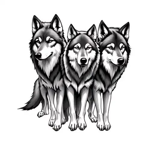 3 Wolves Representing Family