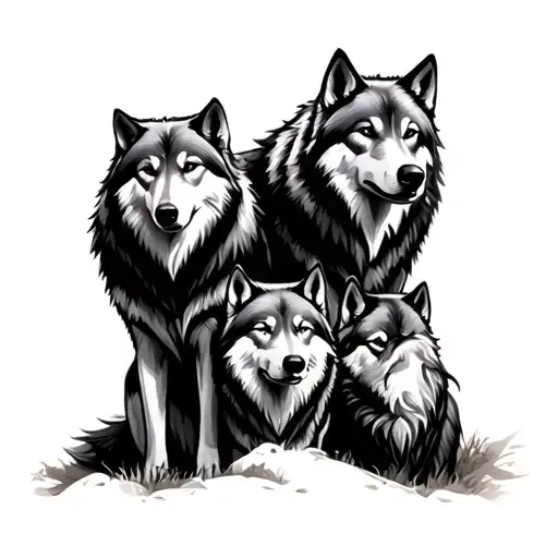 3 Wolves Representing Family