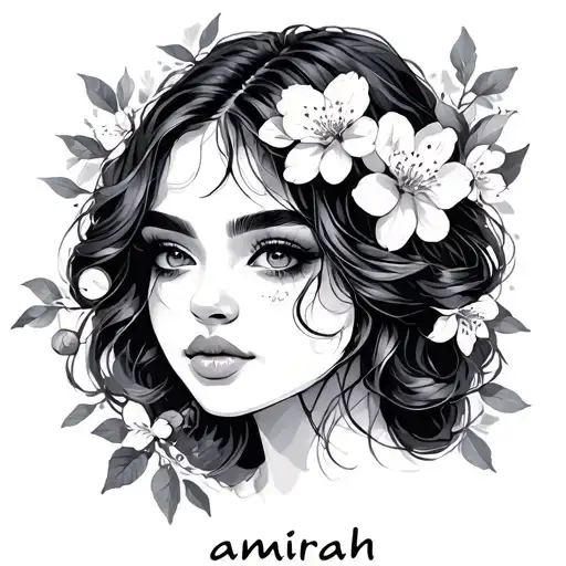Name Amirah With Cherry Blossom