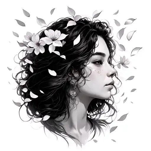 Amirah With Cherry Blossom Petals Falling