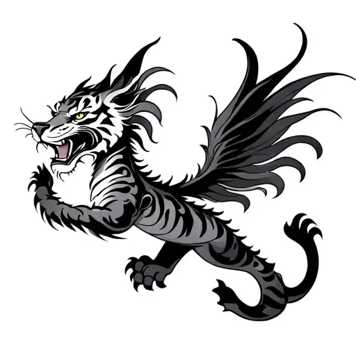 Chinese Tiger Dragon Flying