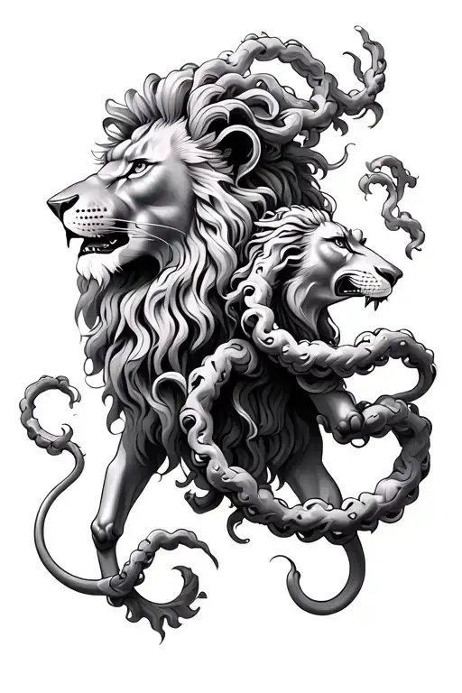 Lion And Medusa Holding