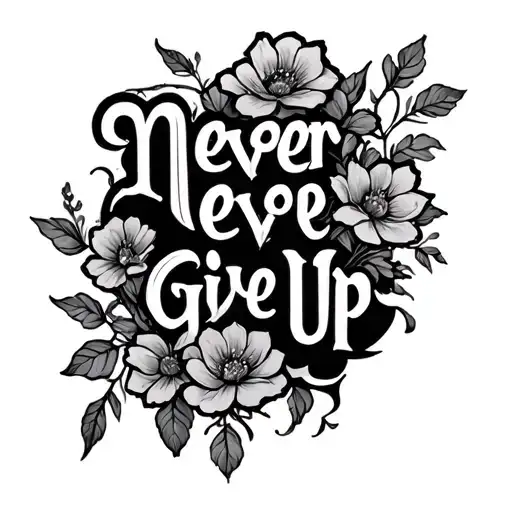 Never Give Up With Vines Wrapped Around With Flowers