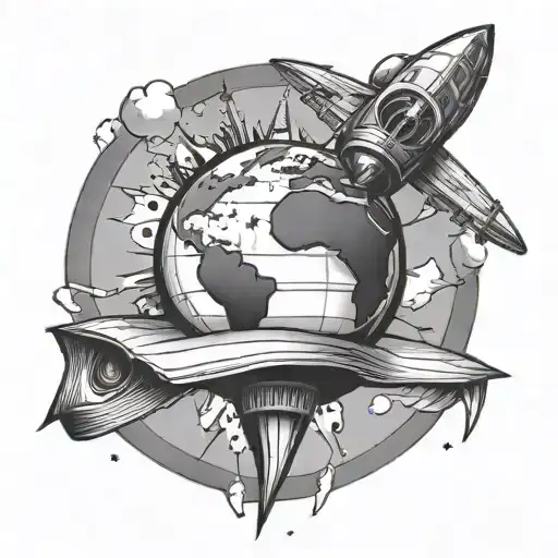 Rocketship Towing Earth Globe